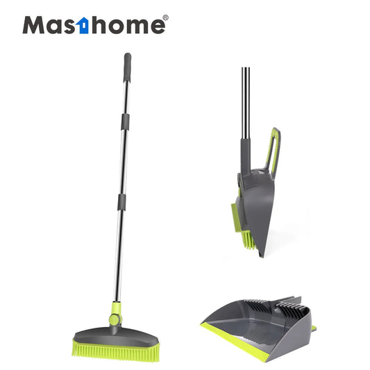 Masthome 180° Rotatable Soft Broom & Dustpan Set